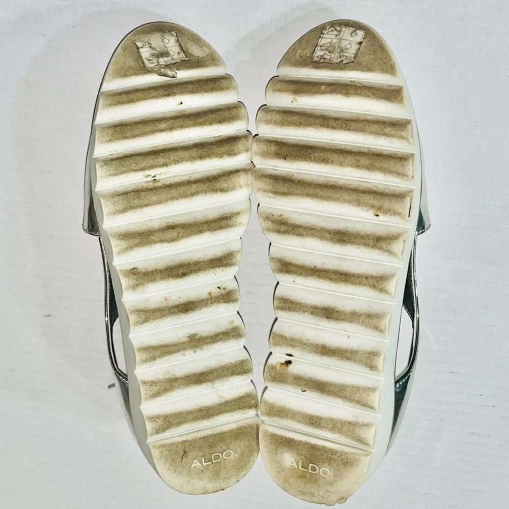 Aldo Rerranna Metallic Cutout Platform Oxford Shoes Silver Size 6.5 Renaissance‎